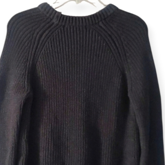 Quince 100% Organic Cotton Fisherman Crewneck Sweater Dark Grey Charcoal Ribbed - Picture 12 of 17